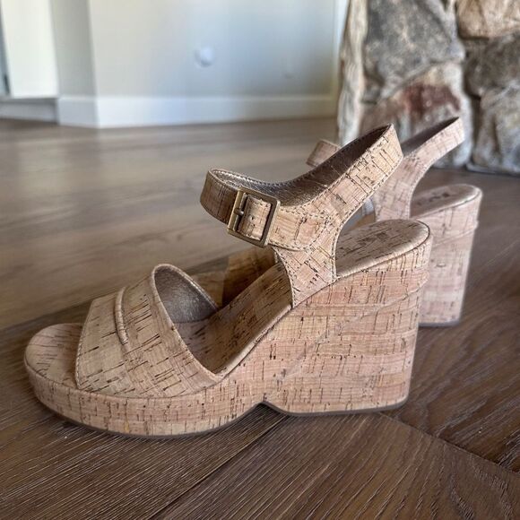 Korks Bardot II Wedge Comfort Sandals in Natural - Picture 7 of 12